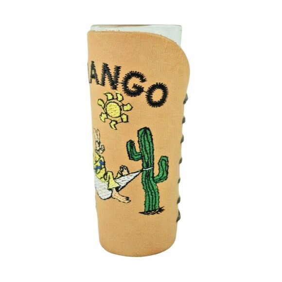 Durango Colorado Stitched Leather Sleeved Jigger Shot Glass Collectible - Picture 3 of 5